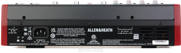 Allen & Heath ZED-10FX 10-channel Mixer with USB Audio Interface and Effects