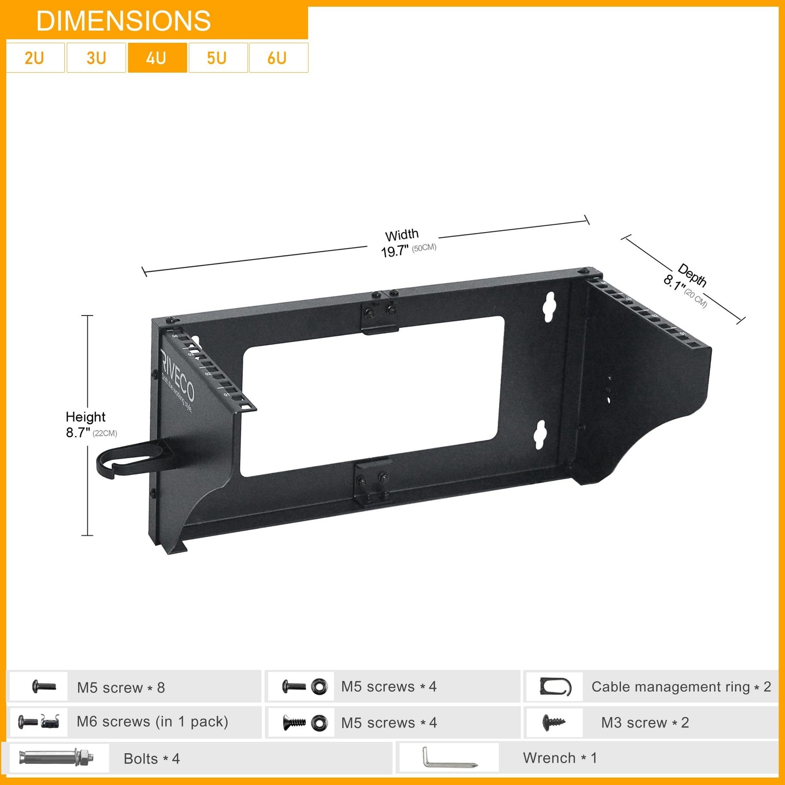 RIVECO 4U Wall Mount Rack for Network Reinforced Heavy Load 66LBS Small Serve...