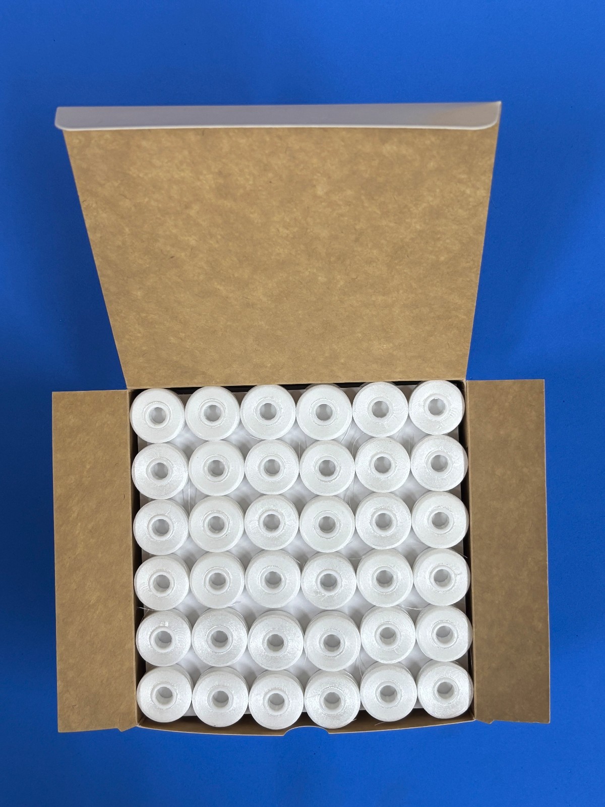 Prewound White Bobbins Thread Size L, 144pcs, Sideless, 145 Yards,