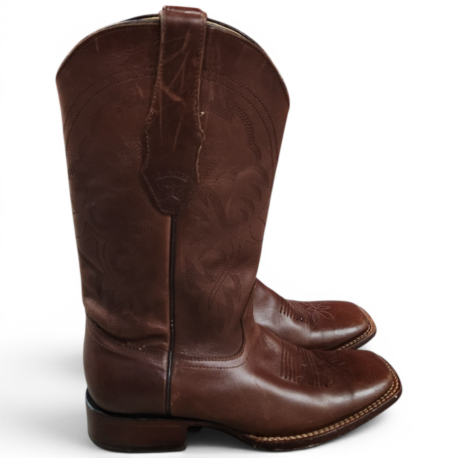 Los Altos Western Cowboy Boots Size 6.5 EE Square Toe Dark Brown Rodeo Festival