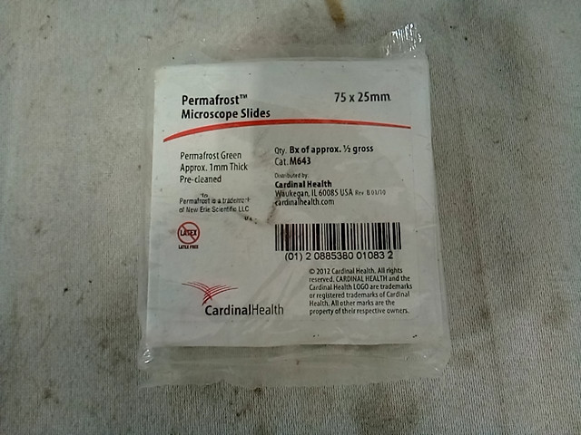 Cardinal health permafrost microscope slides 75x25mm M643