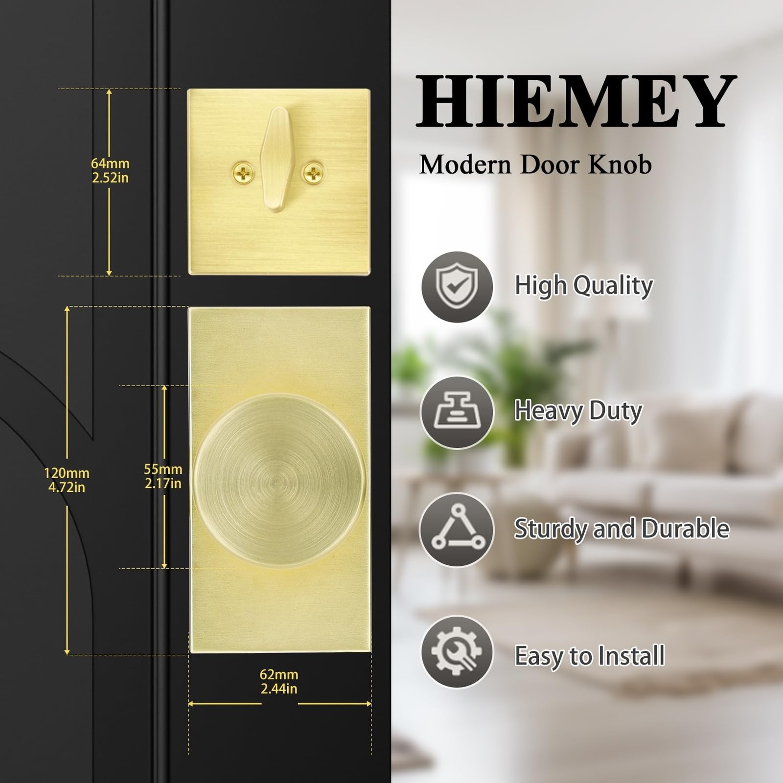 Brushed Gold Front Door Lock Set, Satin Brass Entry Door Knobs with Deadbolt ...