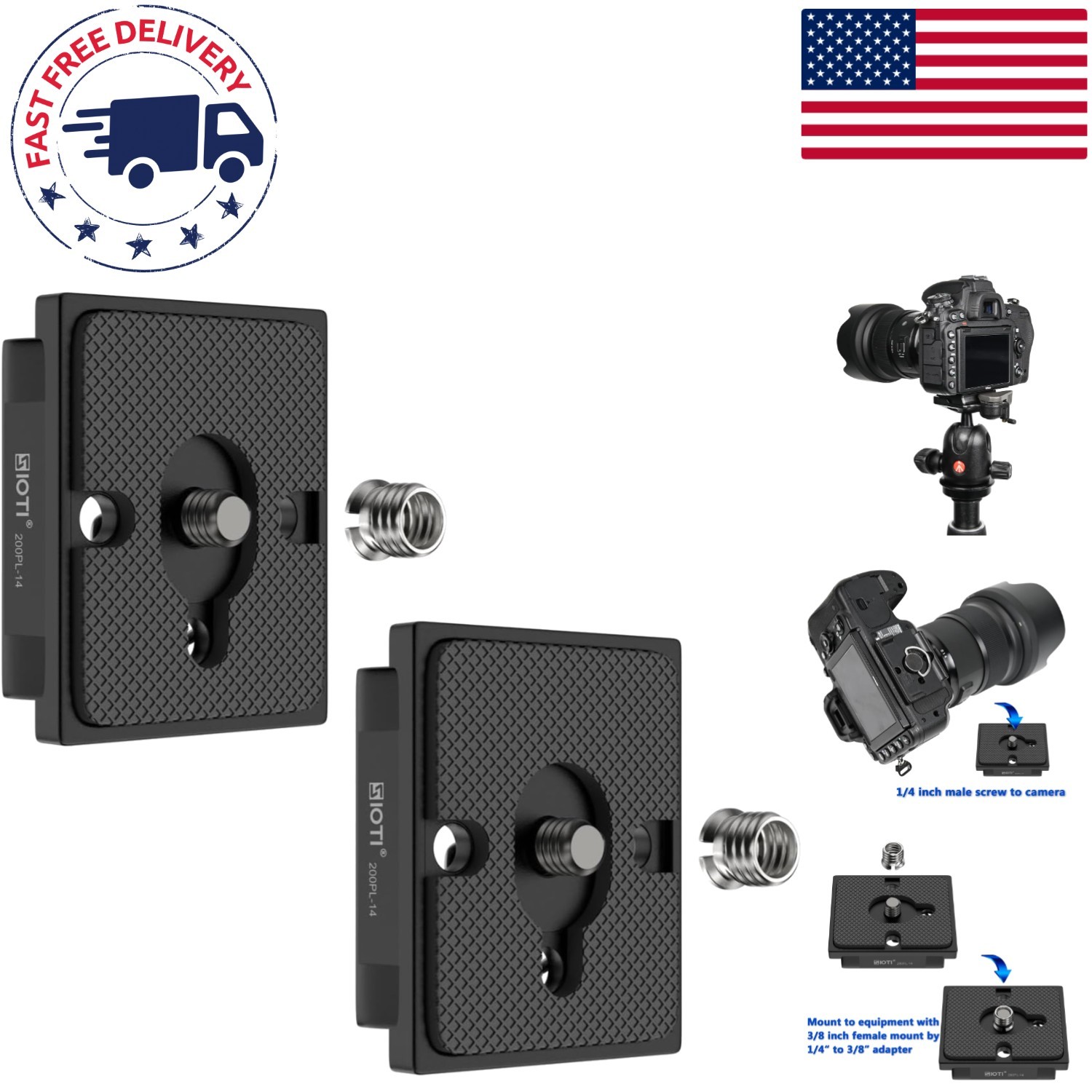 200PL-14 Quick Release Plate for Manfr0tt0 Tripods - 4 Pack, RC2 Compatibility