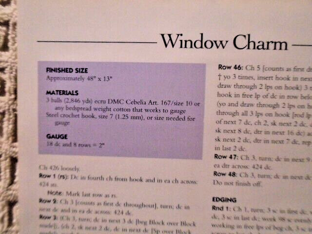 Window charm VALANCE Crochet Single Pattern Vanna White HOME DECOR