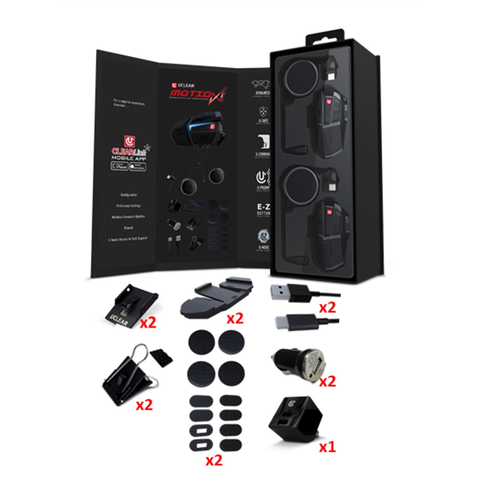 UClear Motion Infinity Bluetooth Helmet Audio System - Dual Kit 180511