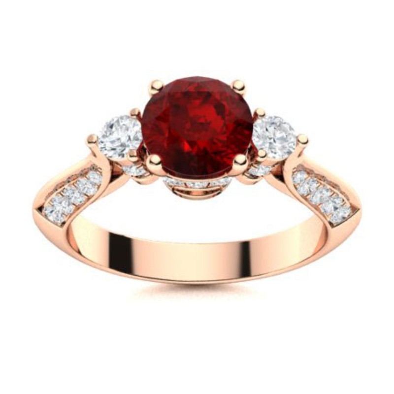 Valentines Deal Sterling Silver Garnet Stone Solitaire Ethnic Prong Ring