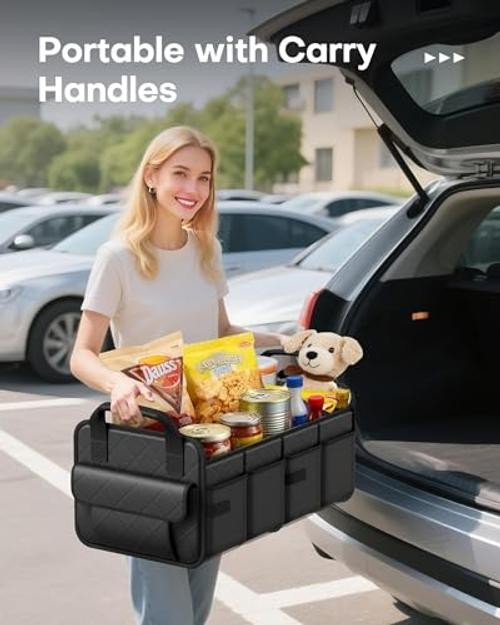 SUV Trunk Organizer - Foldable & Portable Car Organizers - Medium Black