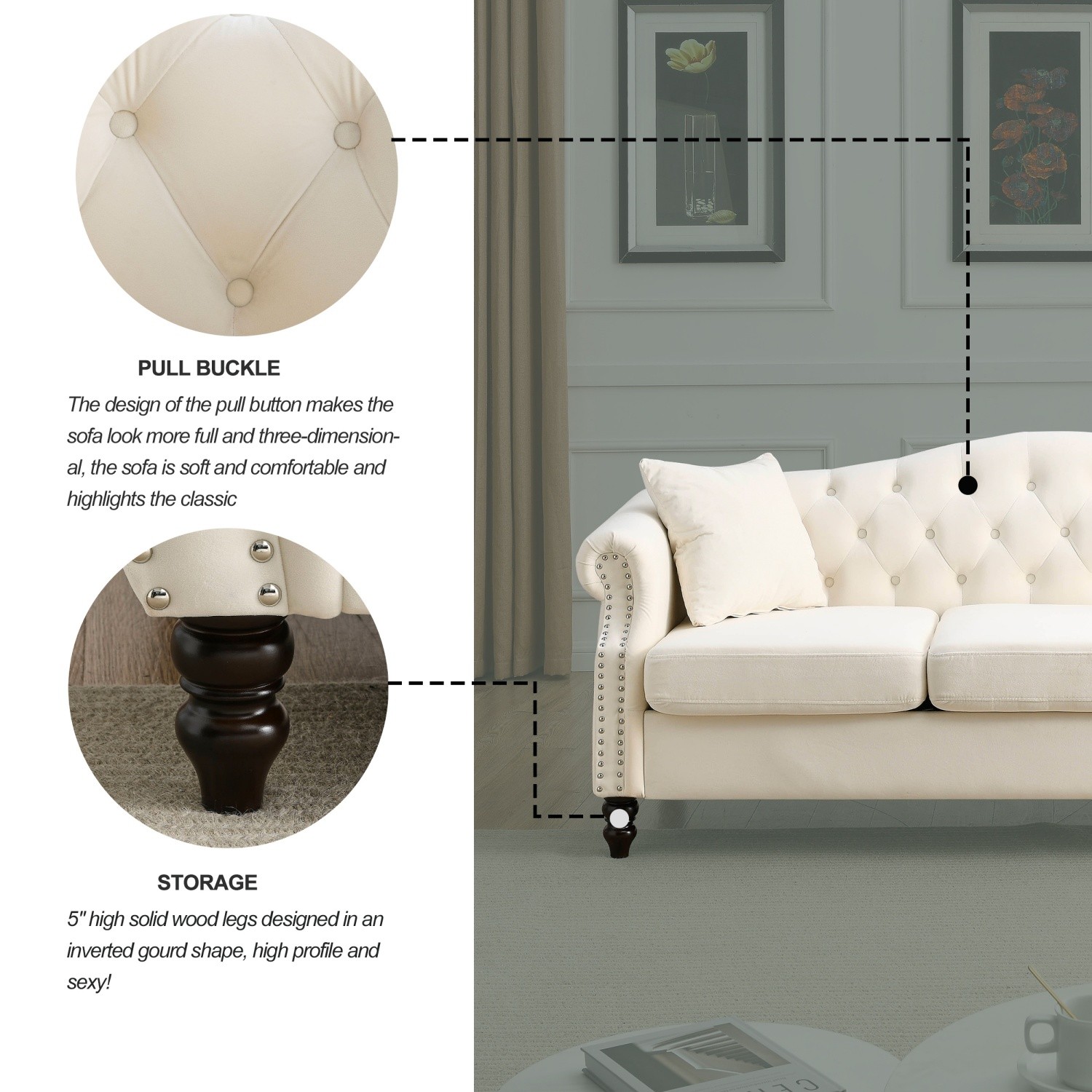 3 Seater Sofa Couch Loveseat Sofa Velvet Upholstered Sofa Couch Living Room Sofa
