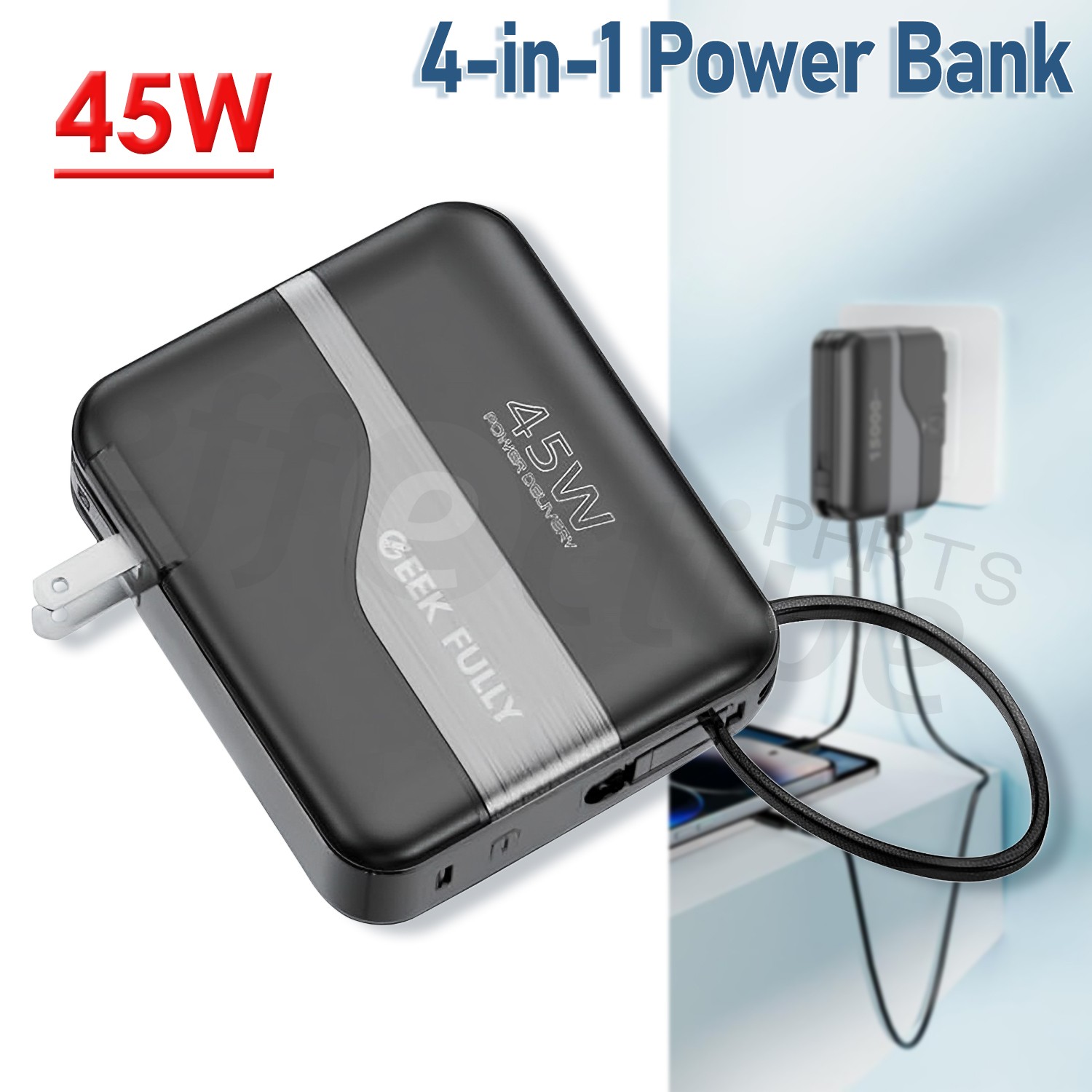15000mAh 45W Power Bank Charging Portable External Battery Backup For Cell Phone