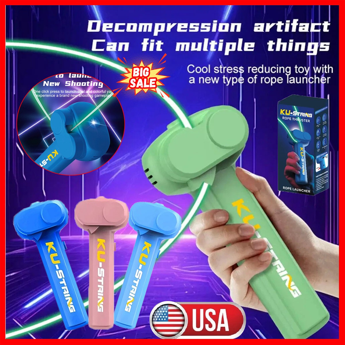 Lasso String Shooter Loop Toy Handheld Zip Rope Launcher Propeller Gift CW