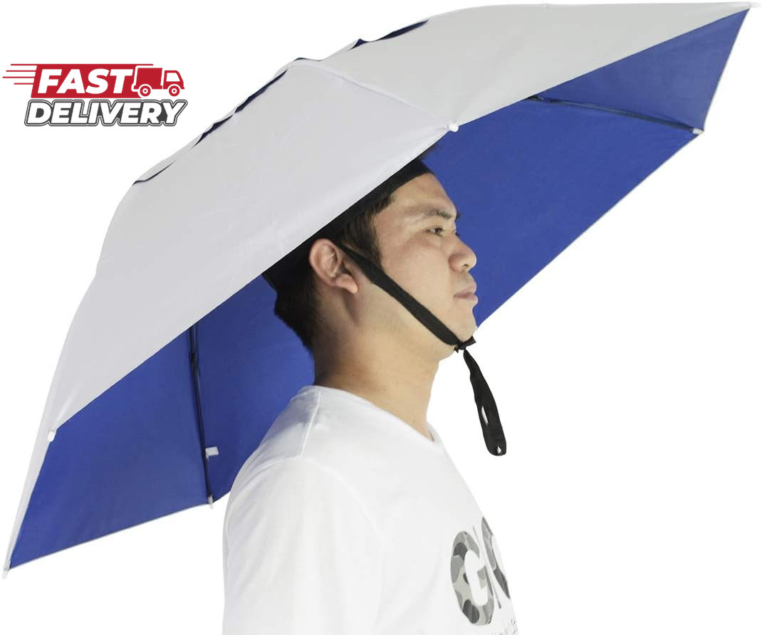 New-Vi Fishing Umbrella Hat Folding Adjustable Sun Rain Cap, 37.4”Oversize Hands