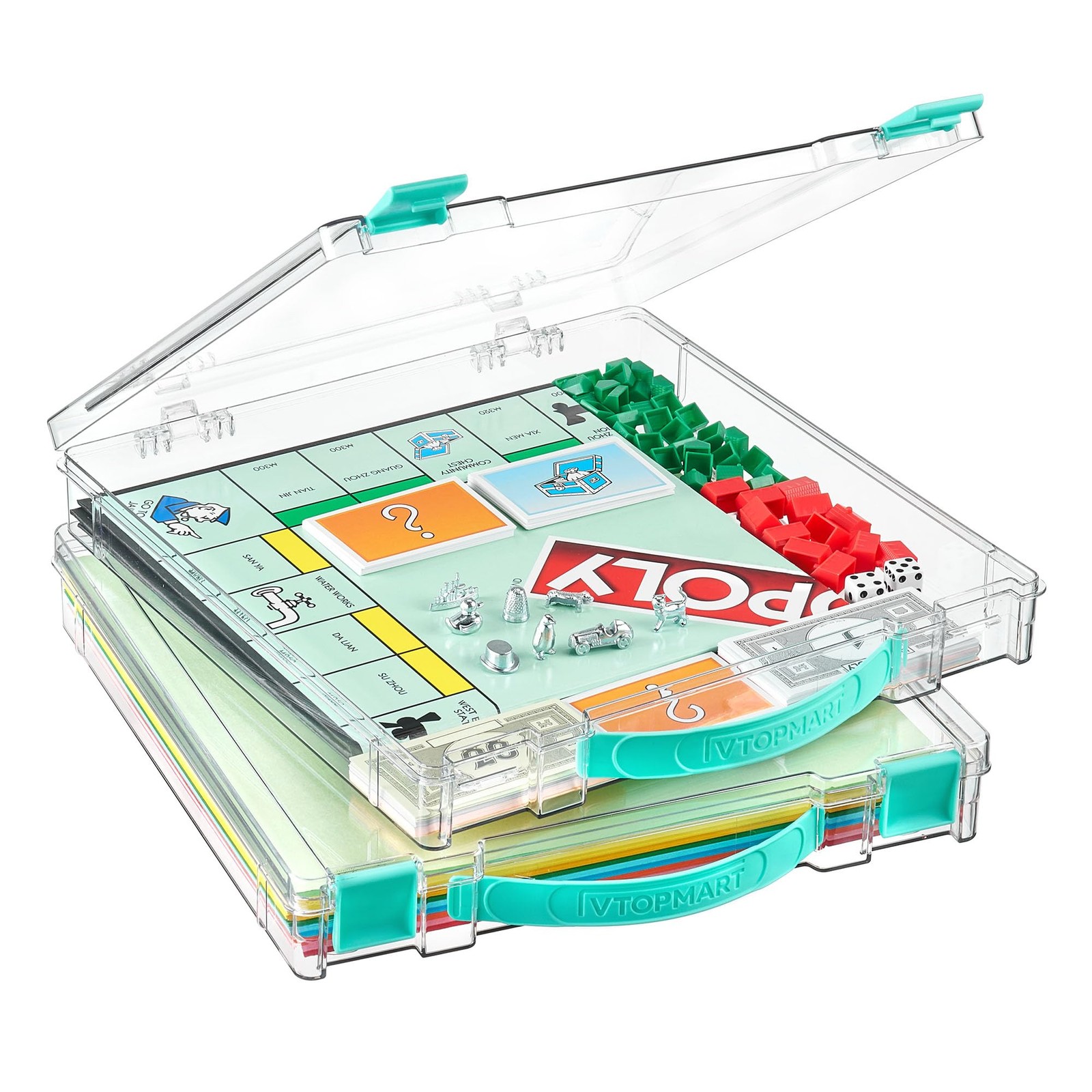 2 Pack Board Game Storage with Handle and Snap-Tight Latch Lid, Craft Organiz...