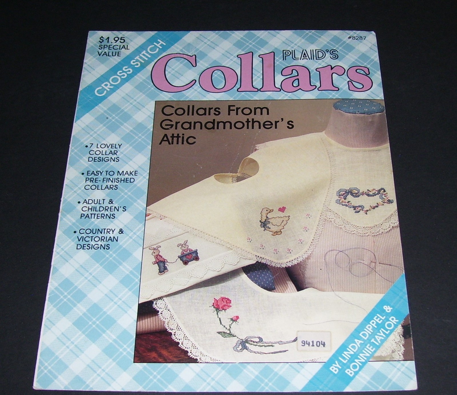 PLAIDS COUNTED CROSS STITCH PATTERN 1987 COLLARS FROM GRANDMOTHER'S ATTIC #8287