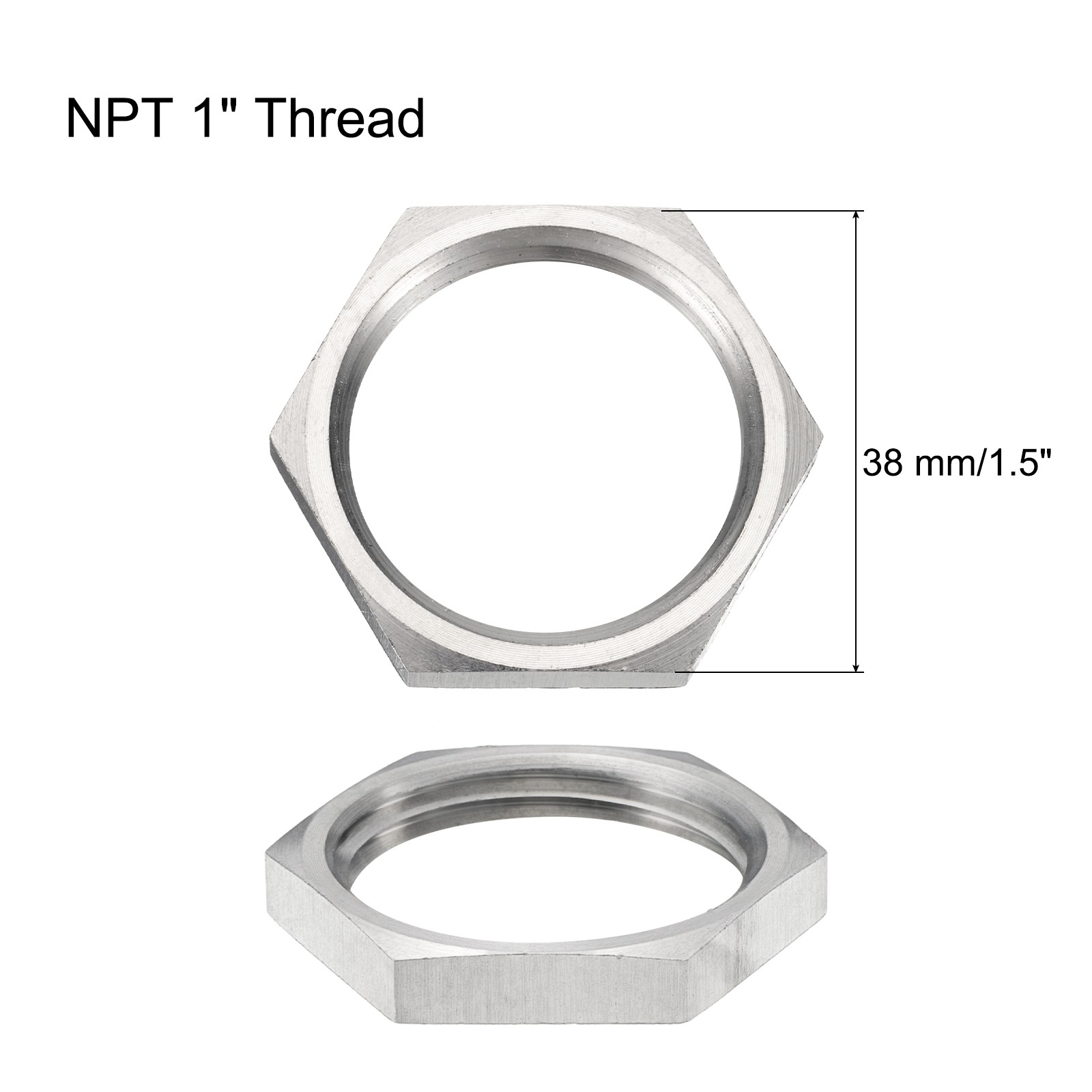 2Pcs Cast Pipe Fitting Hex Locknut 304 Stainless Steel Hex Lock Nut NPT 1"