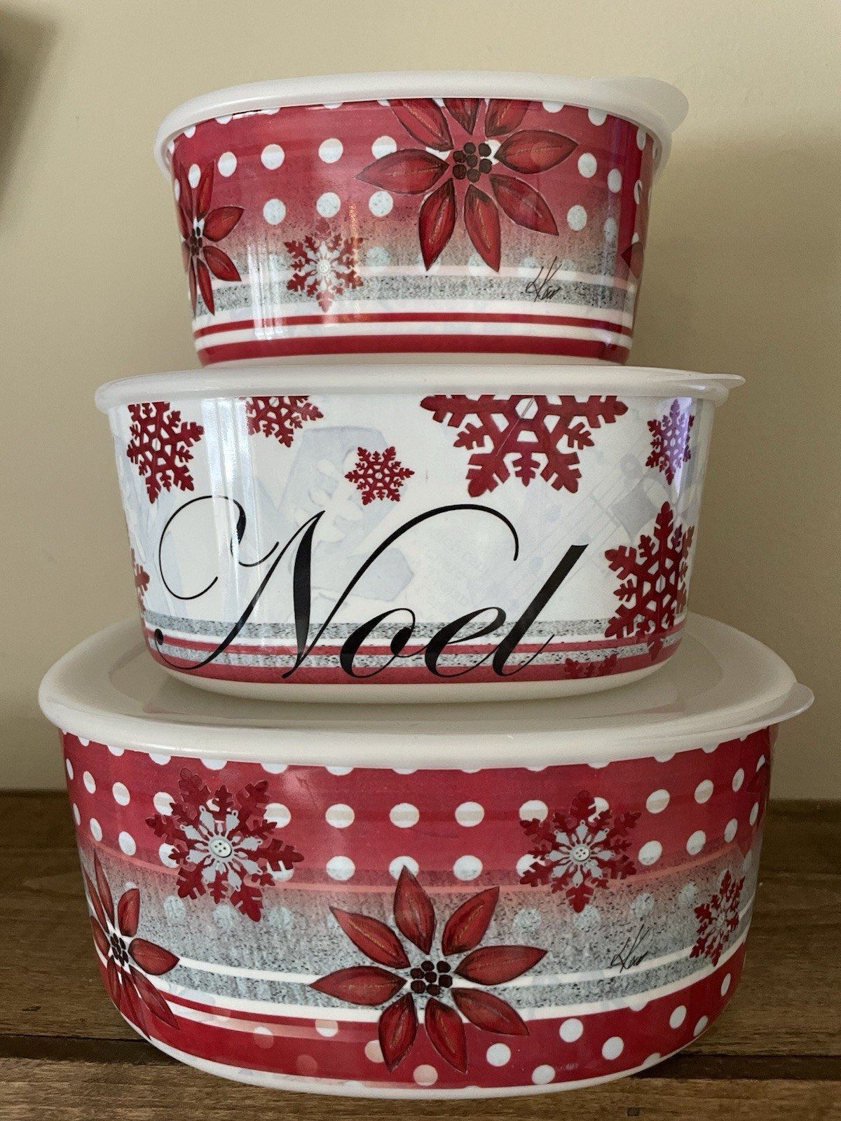 Lang Co. Lot Of 3 Food Storage Containers Nesting w/Lids Christmas Holidays NWOT