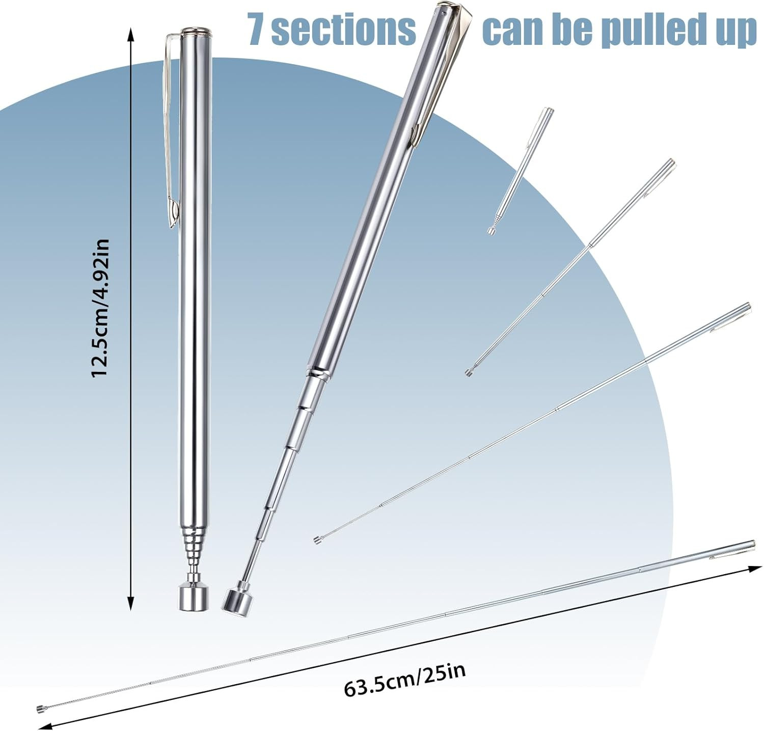 2Pc Telescoping Magnetic Pickup Tool 25" Extendable Magnet Grabber Stick