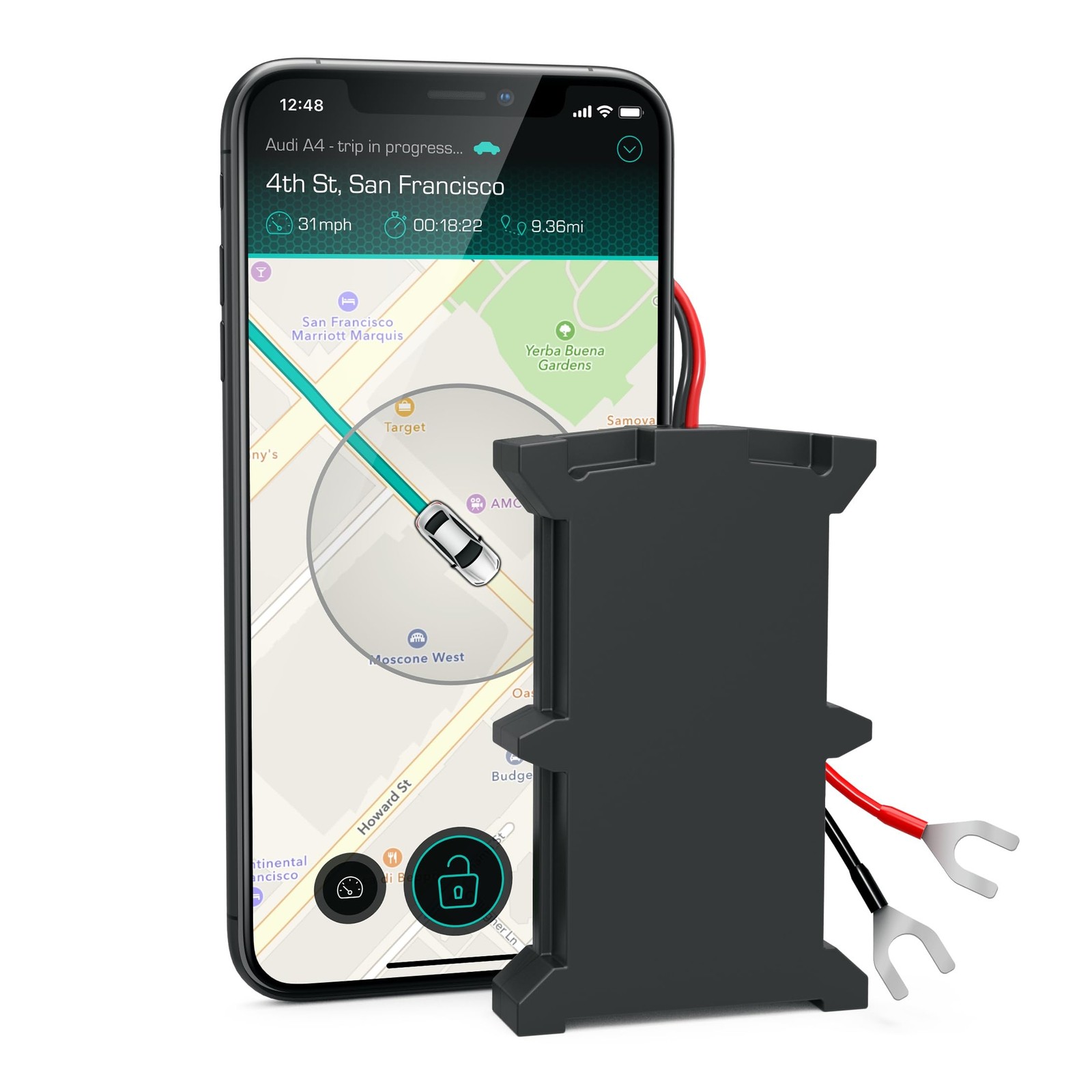 CARLOCK Wired Hidden GPS Tracker 4G LTE AntiTheft, Instant Alerts, Easy Setup