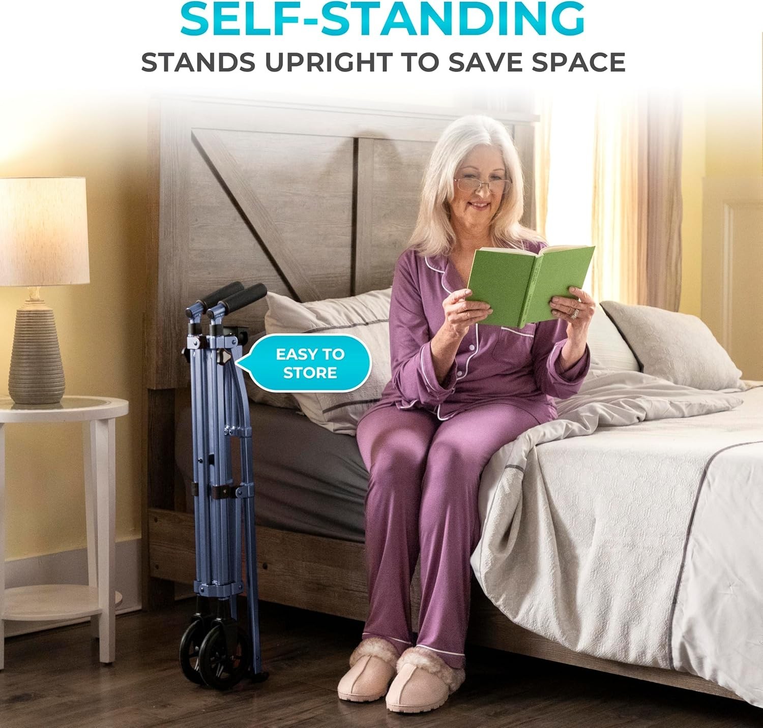 Space Saver Walker, Lightweight Folding Rolling Mobility Aid for Seniors & Ad...