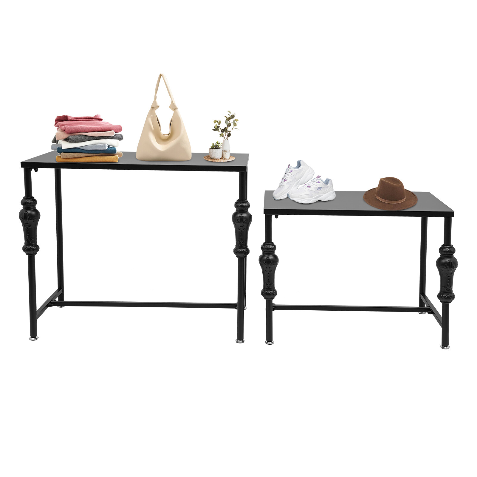 Industrial Retail Display Tables, Retro Standing Clothing Shoes Display Rack