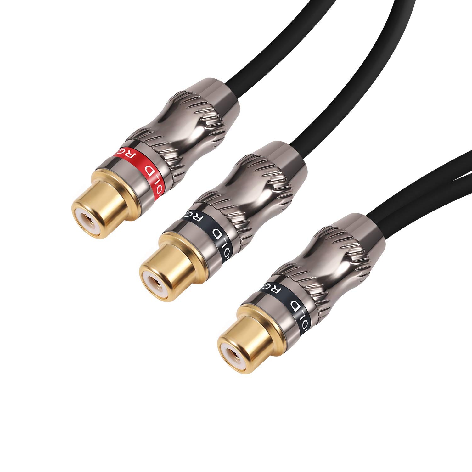 Devinal Y-Cable, RCA Female to 2 Adapter, Video/Audio 1 feet, F-2F