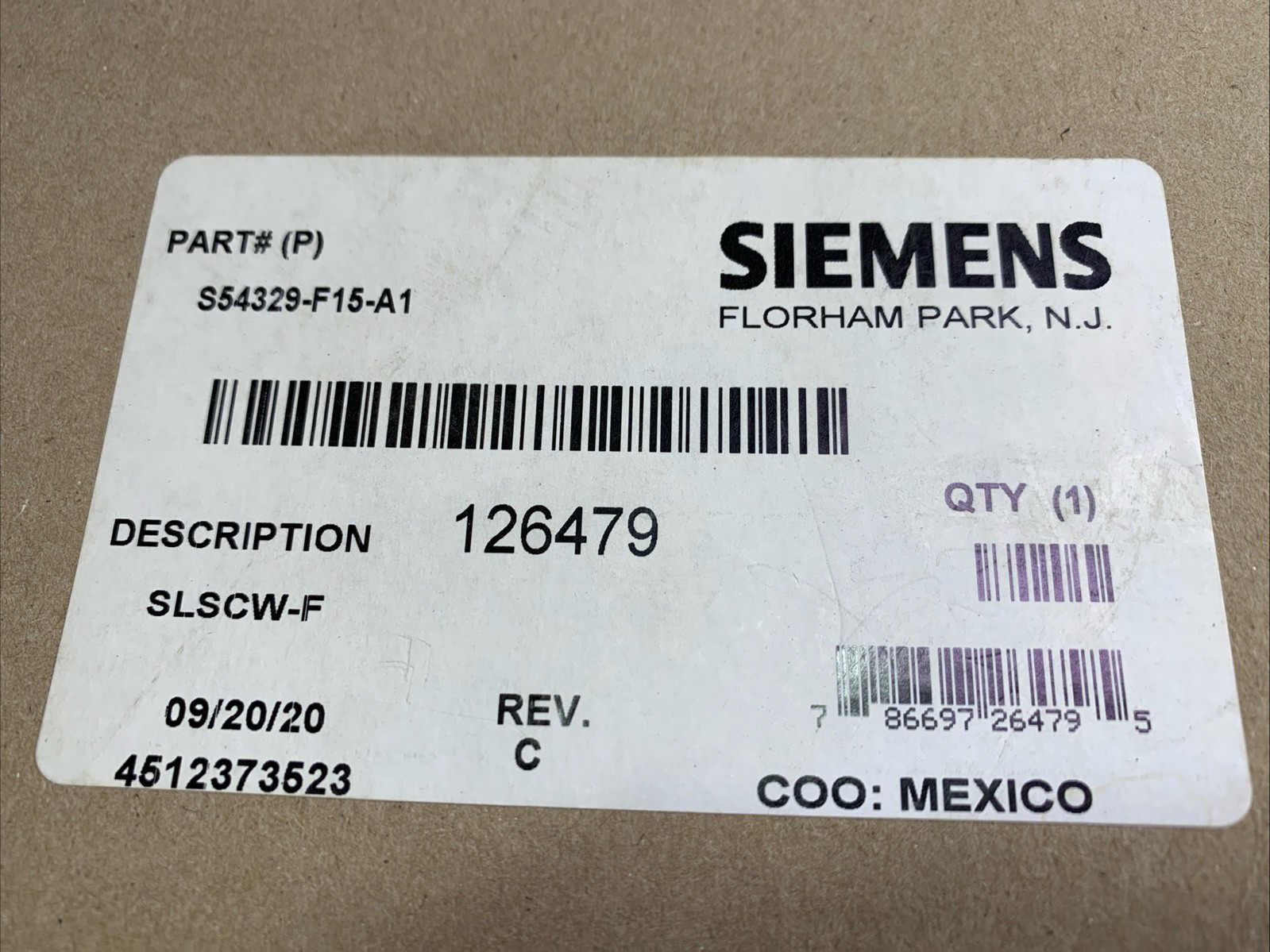 Siemens SLSCW-F 126479 - NEW - FREE SHIPPING
