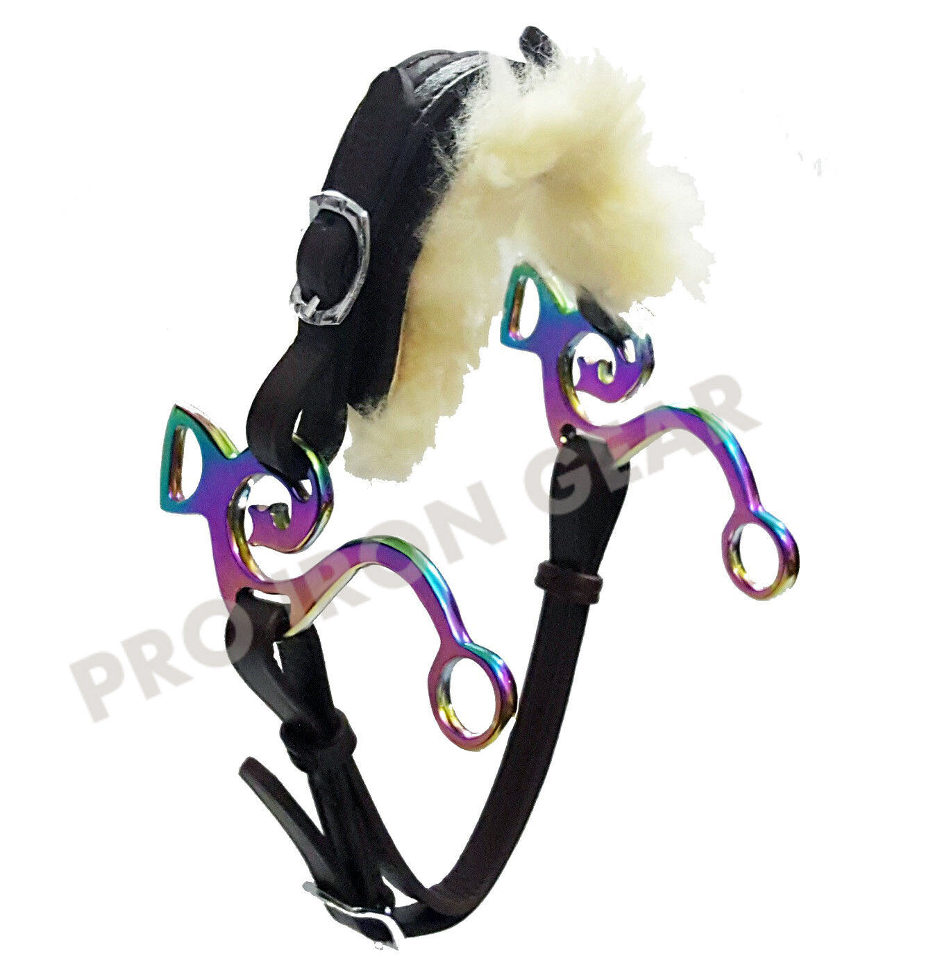 Rainbow Hackamore Bitless Horse Bit English Western Adjustable Leather (BLACK)