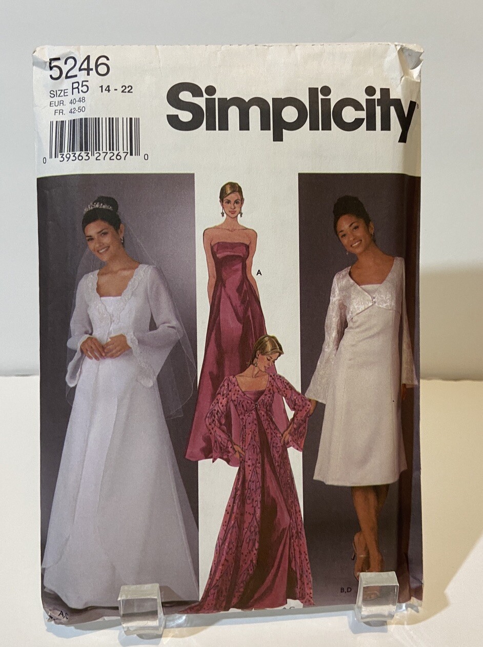 Simplicity 5246 Sewing Pattern Strapless Gown and Jacket Misses 14-22 Uncut