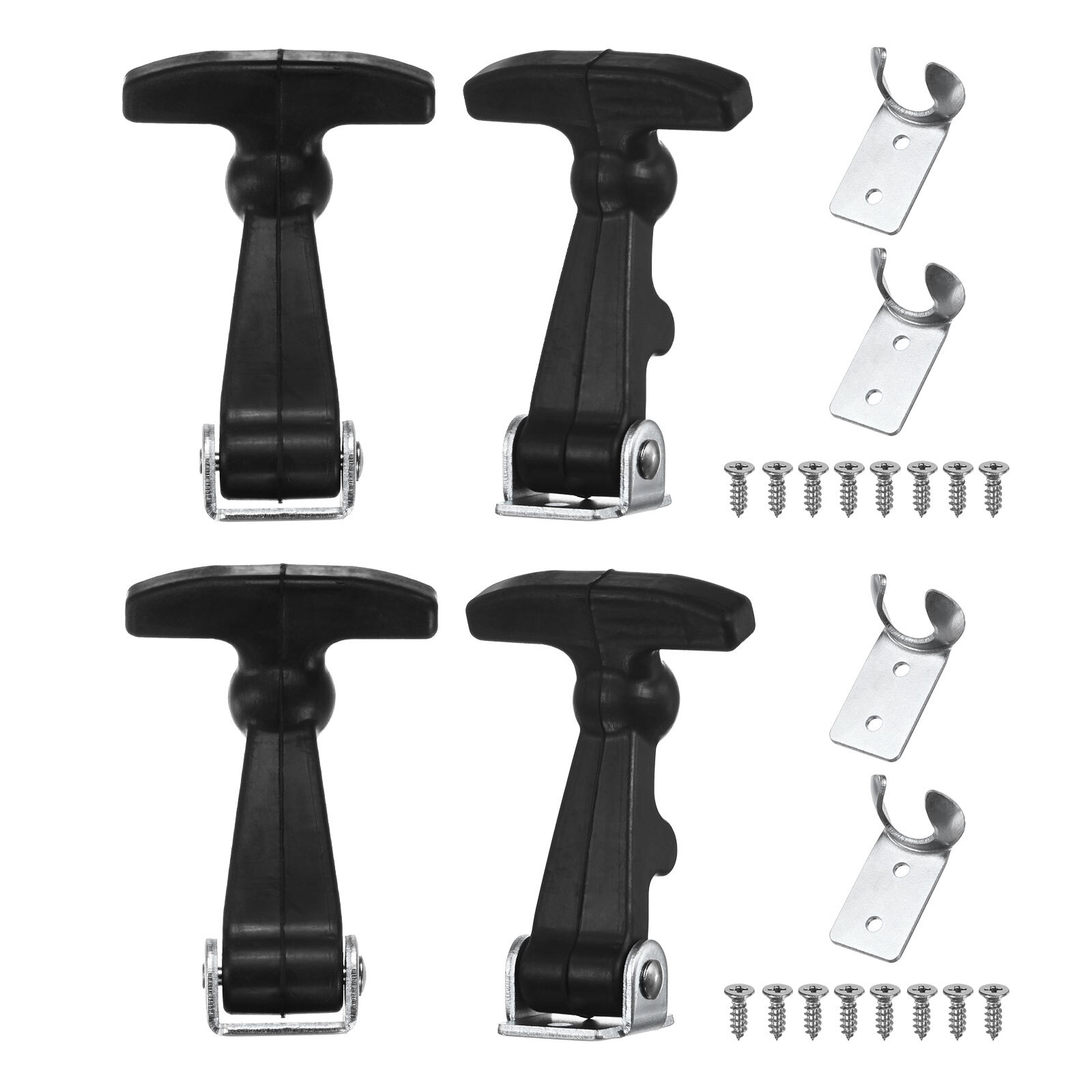 4-Pack Elastic SPCC Rubber Hood Catch, 2.6" Latches for Toolbox, Silver Black