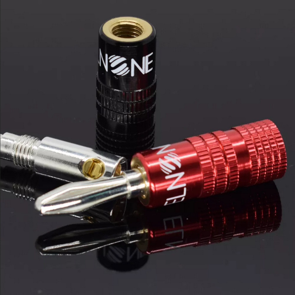2pcs ELNONE High Quality Silver Plated Speaker Banana Plug Male Audio Connector