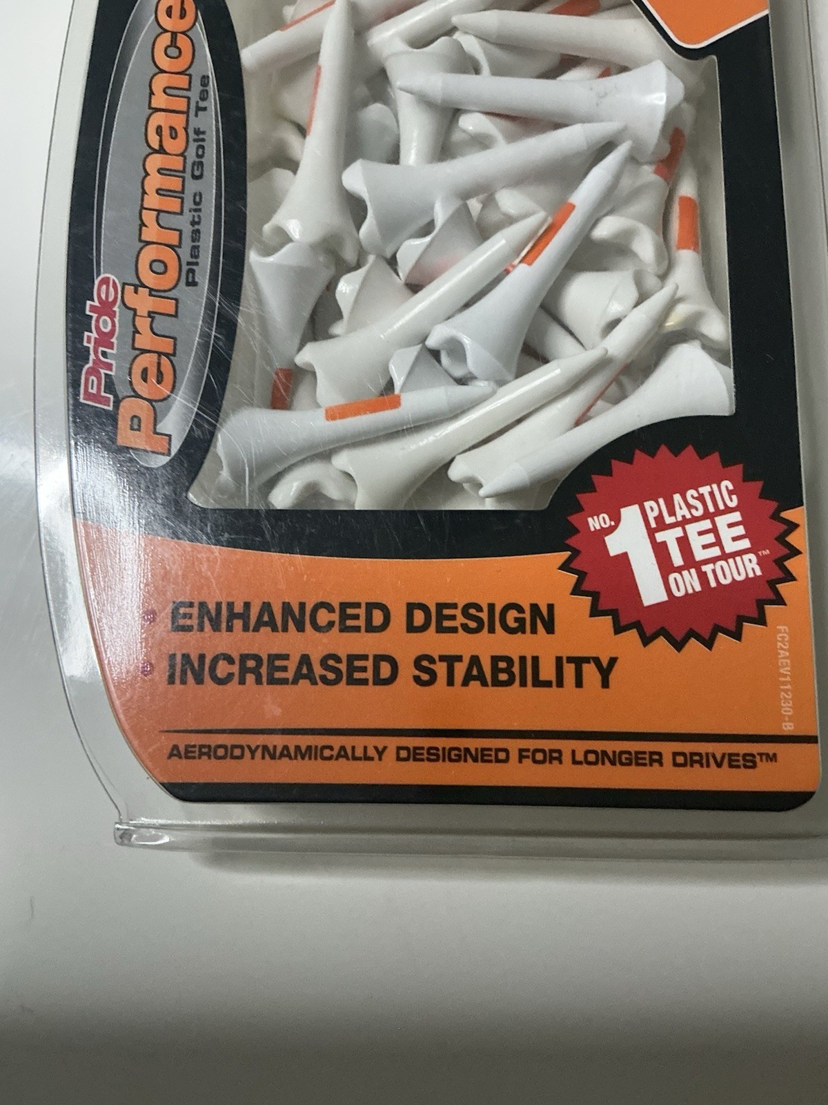 Pride Golf Tee Professional Tee System Plastic Golf Tees 1.5” White Orange 33pk