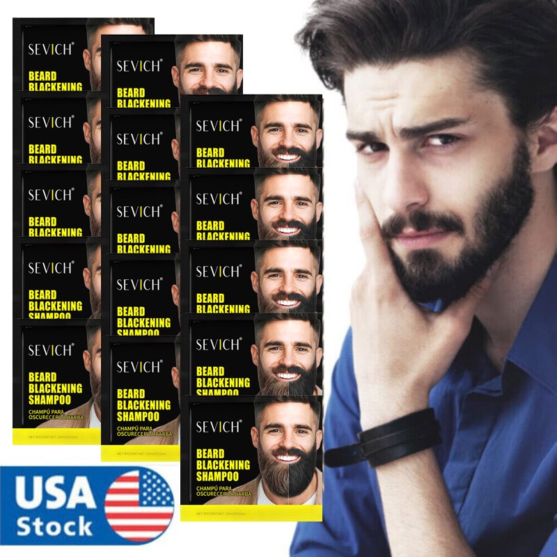 20 X SEVICH Men Beard Hair Color Fast Dye Black Mustache Beard Darkening Shampoo