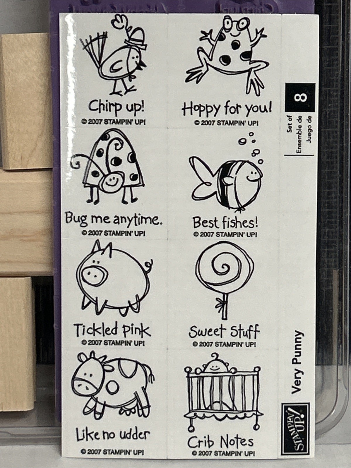 Stampin' Up! Very Punny Rubber Stamp See Animals Sayings Baby Pig Frog Cow Humor