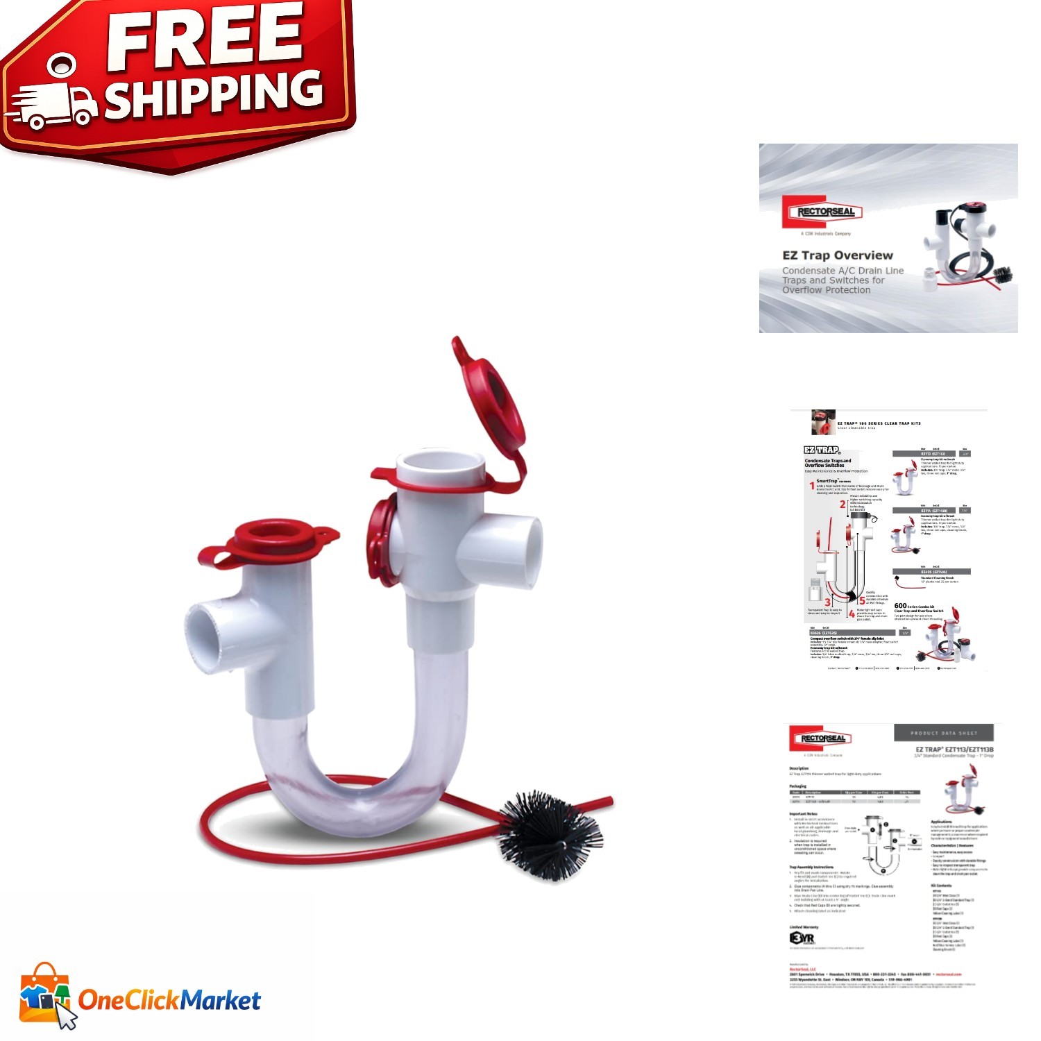 Reliable 10-Pack EZ Trap 83114 Light Duty Trap with Cleaning Brush - Easy Access