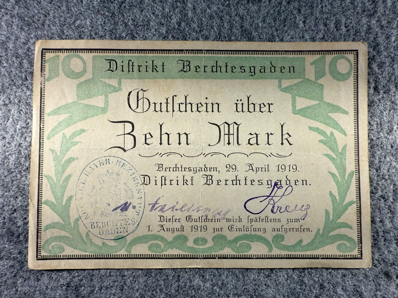 1919 Germany 10 Mark District of Berchtesgaden Notgeld SPC1332