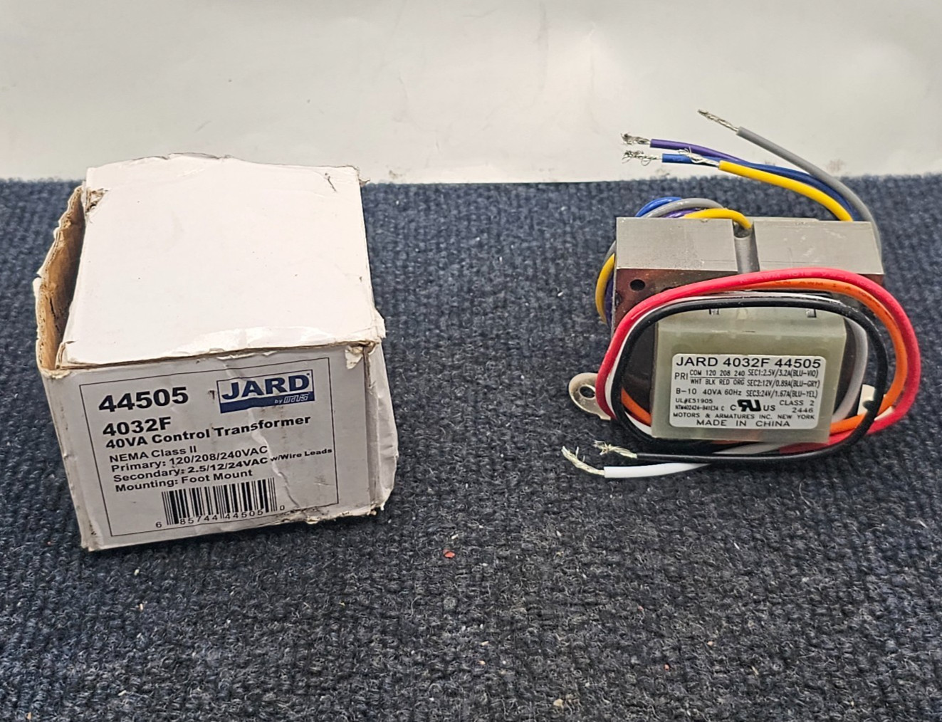 Jard 4032F 44505: 40VA Control Transformer NEMA Class II 240VAC