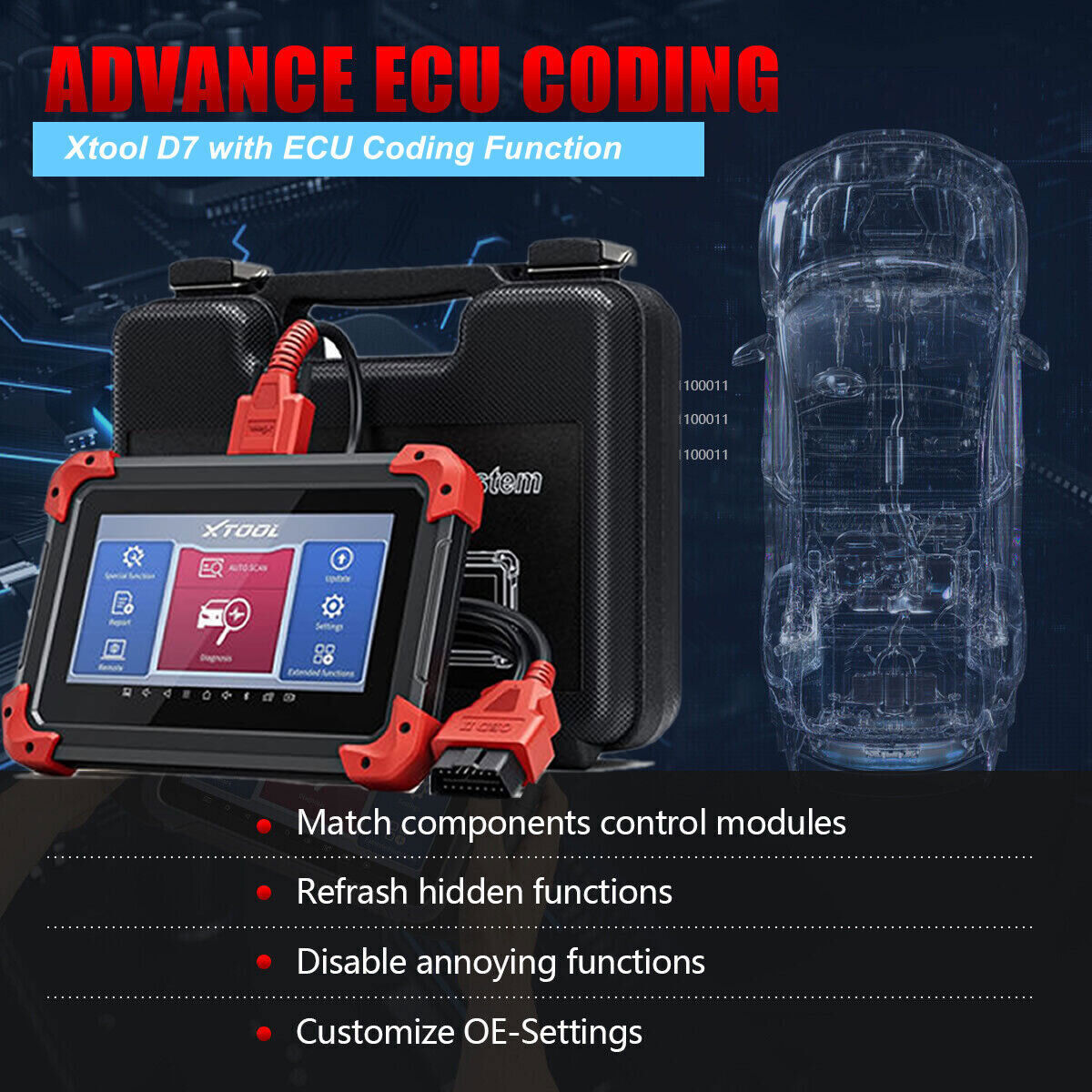 XTOOL D7 Bidirectional Full System OBD2 Auto Car Diagnostic Scanner Tool Coding
