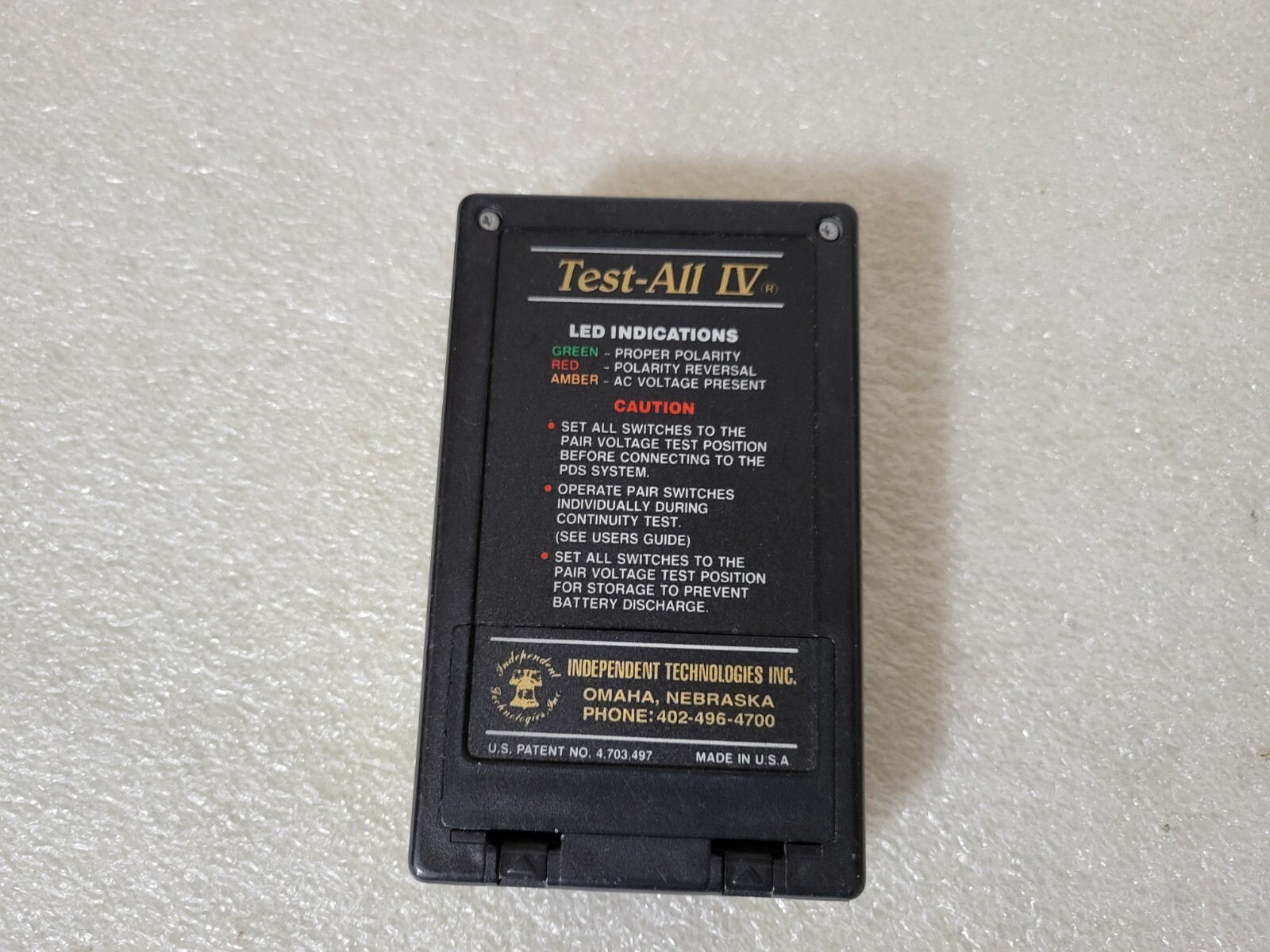 Independent Technology ITC-3002 Kit Test All IV Cable Tester Telecom