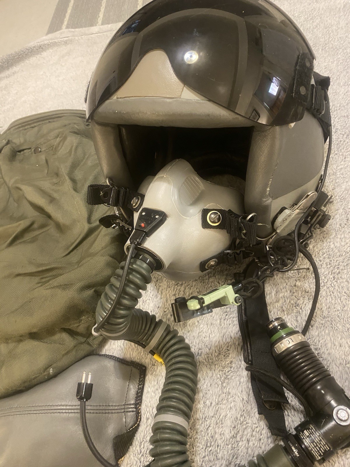 Gentex USAF Fighter Pilot Flight Helmet David Clark Comms Visor Oxygen Mask