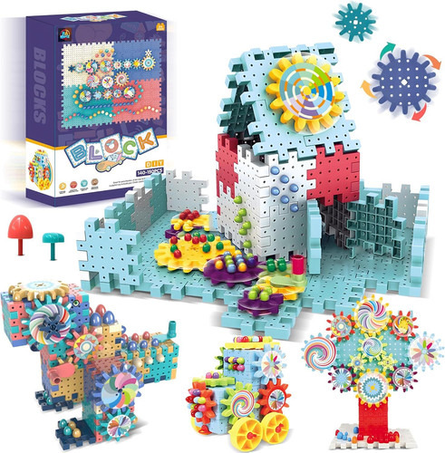 Gear Toys Interlocking Building Blocks, 150 Piece Educational Engineering...