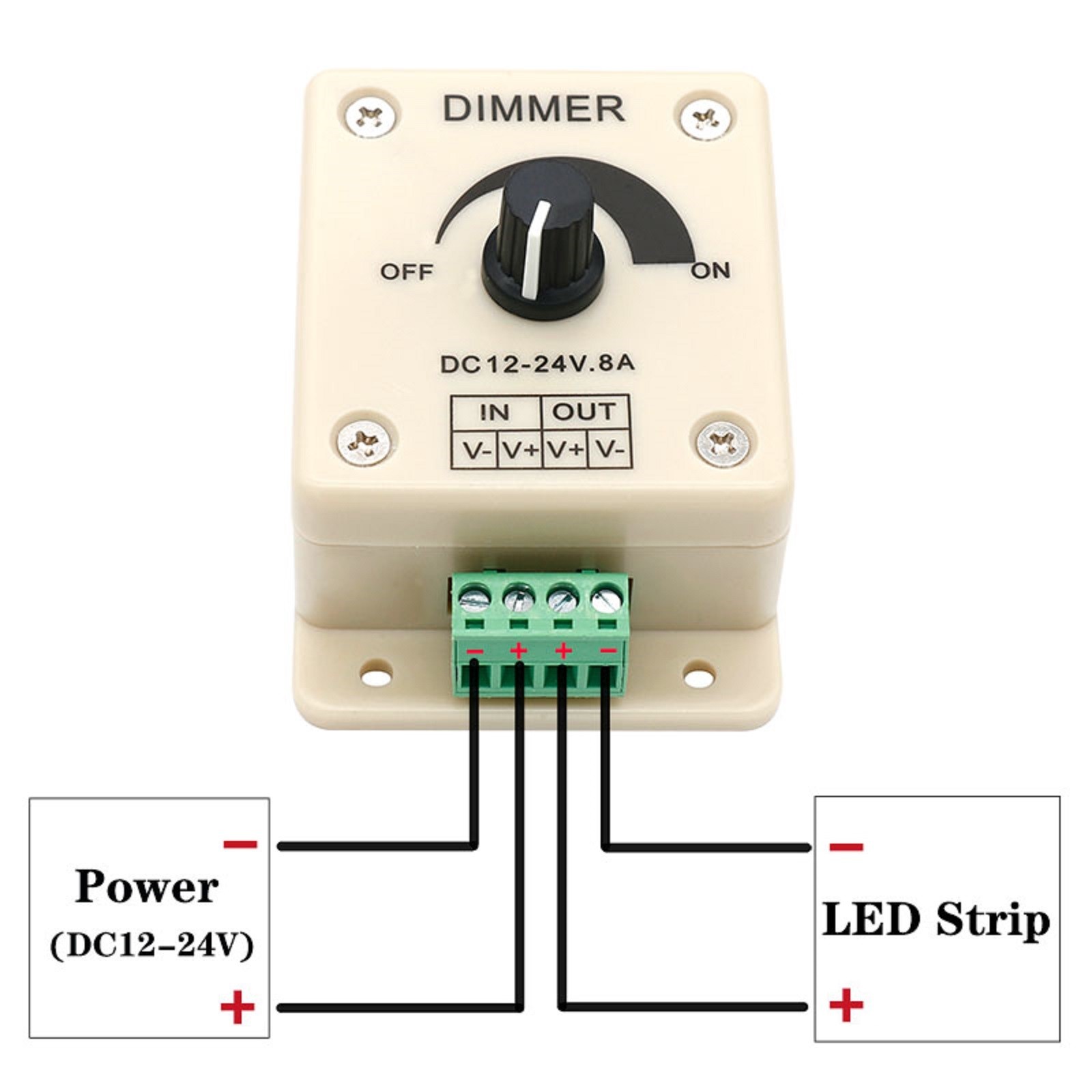 DC12-24V 8A Dimmer Brightness Adjustable Controller For Strip Lighting Dimmers