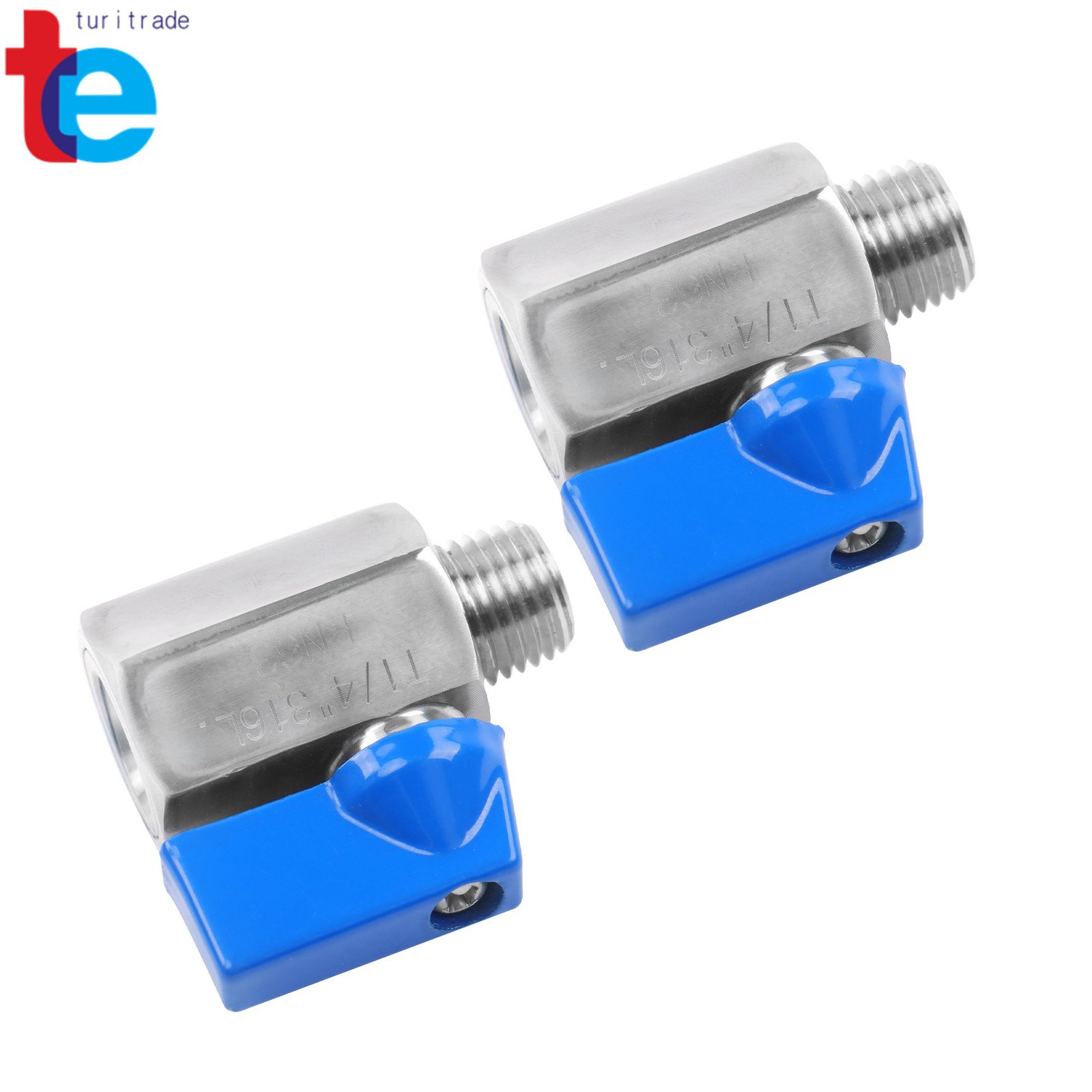 1/4" NPT Male x Female Shut-Off Valve 2-Pack 316 SS for Air Water Fuel Lines