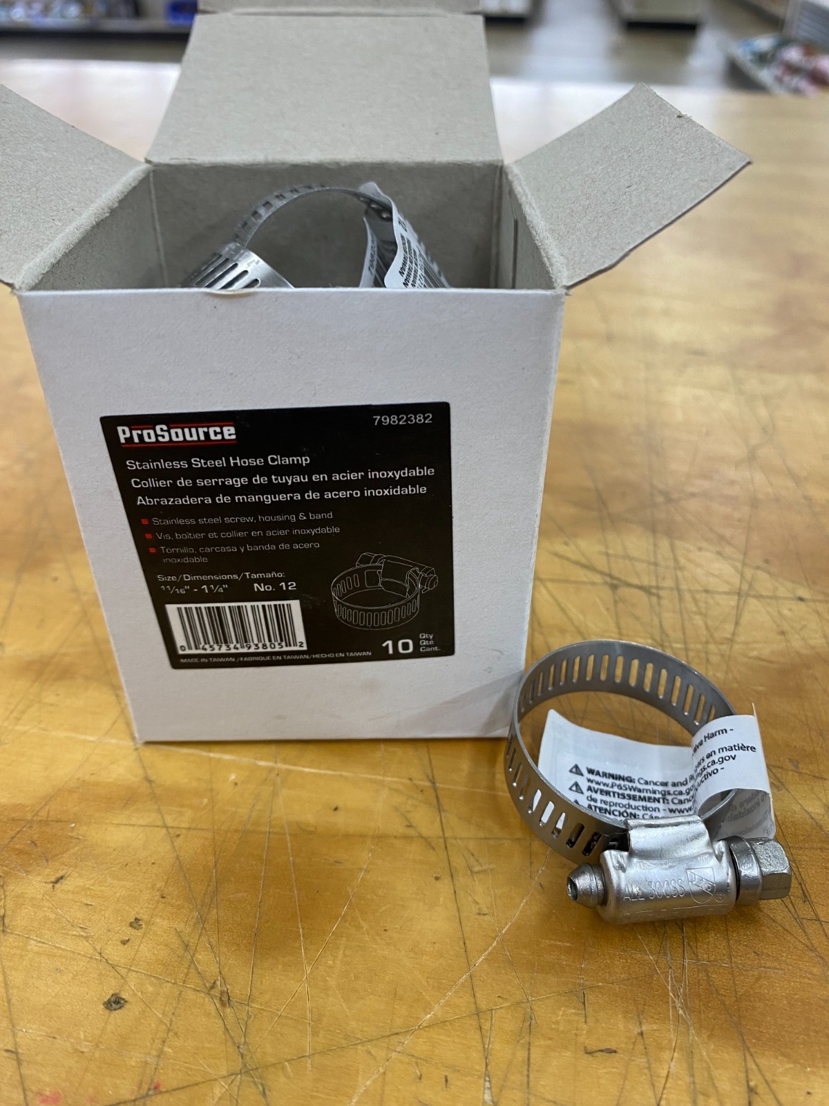 STAINLESS STEEL HOSE CLAMP PRO SOURCE No.12, BOX OF 10, 7982382