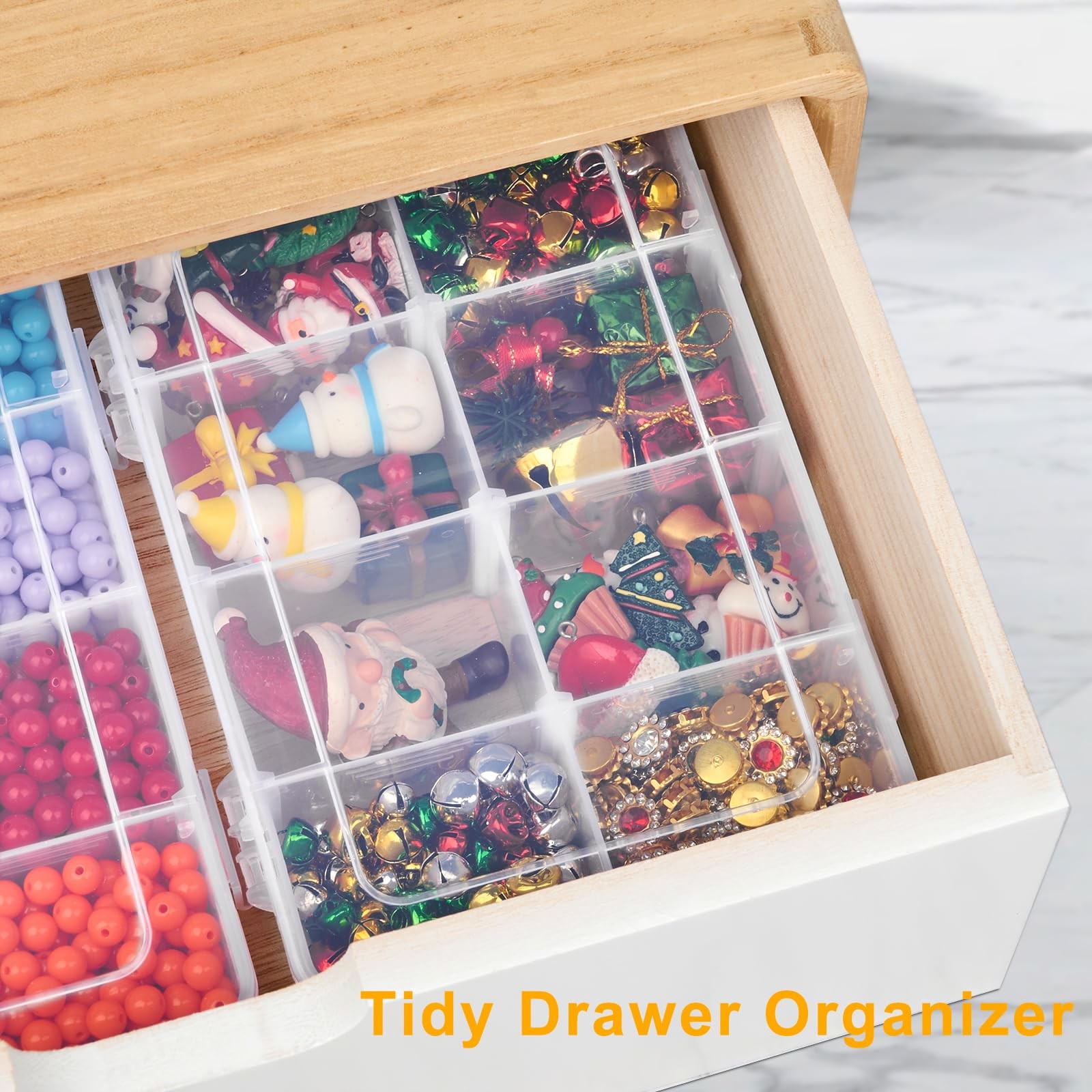 Jutieuo 2 Pack 8 Grids Bead Organizer and Storage, Plastic Small, Clear