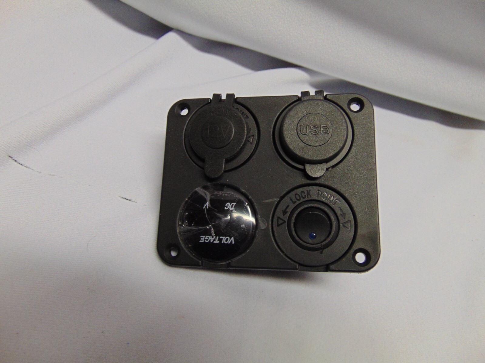 Dual USB Power Outlet with LED Voltmeter and Cigar Lighter Socket for Car Marine