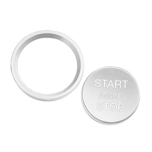 Car Engine Start Stop Push Button Cover, Alloy Scratch-Resistant Push Silver
