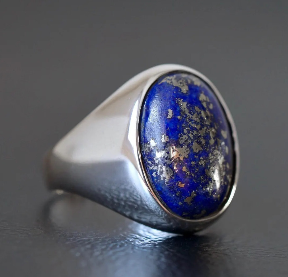 Men's Blue Lapis Lazuli Signet Ring 925 Silver Anniversary Gift Men's Jewelry