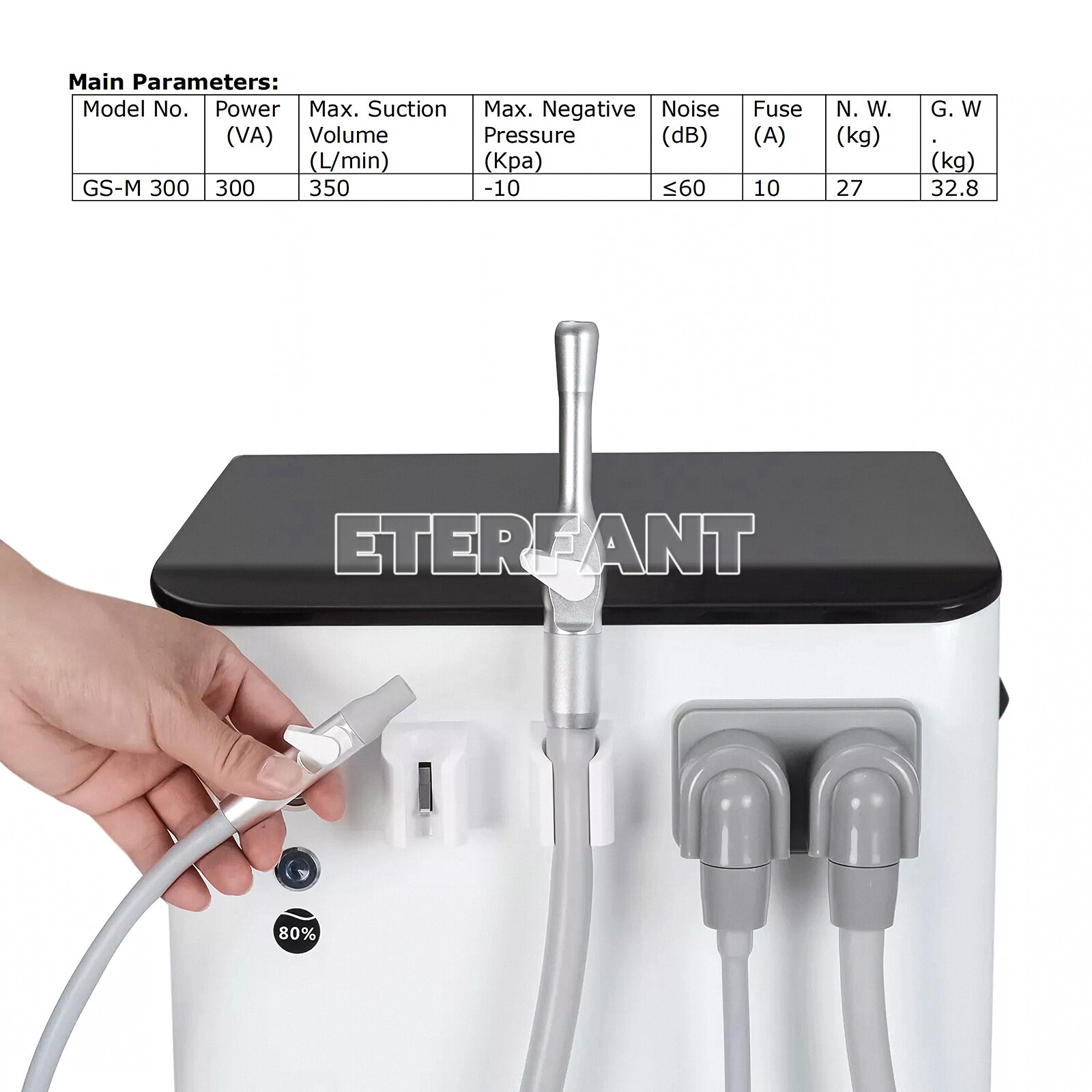 ETERFANT Dental Mobile Suction Unit System Negative Pressure Pump High Volume US