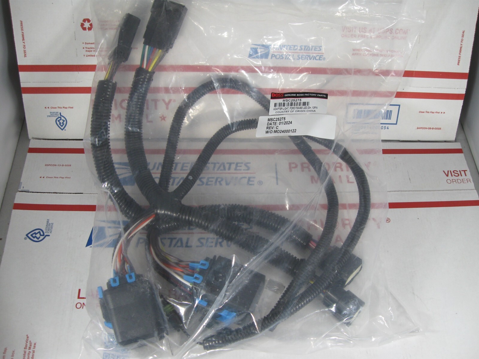 BOSS 13-PIN HEADLAMP ADAPTER HARNESS MSC25275 FORD 2023+ F250-F600 S-DUTY LED