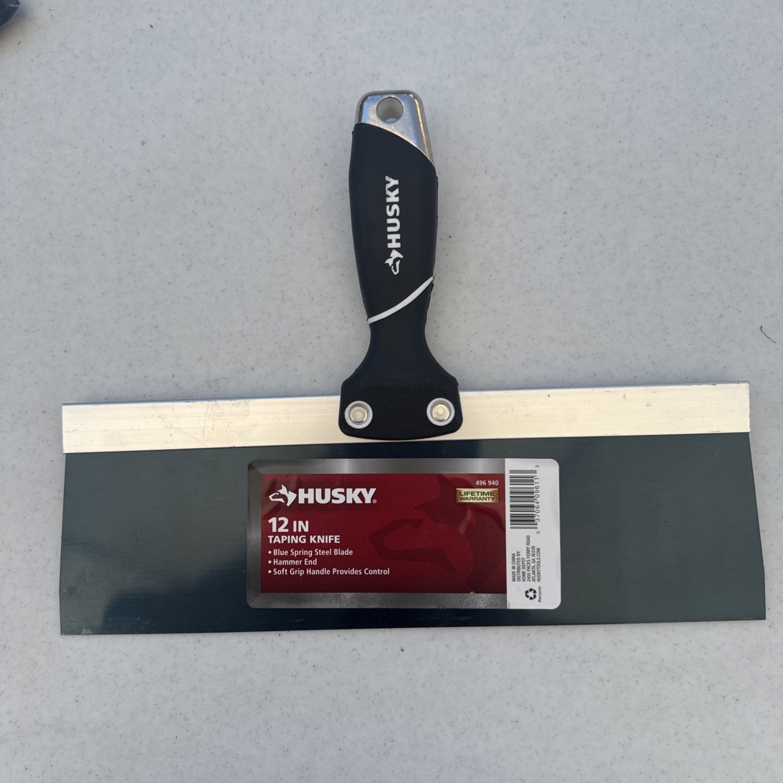 NEW Husky 12" Taping Knife Blue Spring Steel Blade Drywall Sheetrock Tool