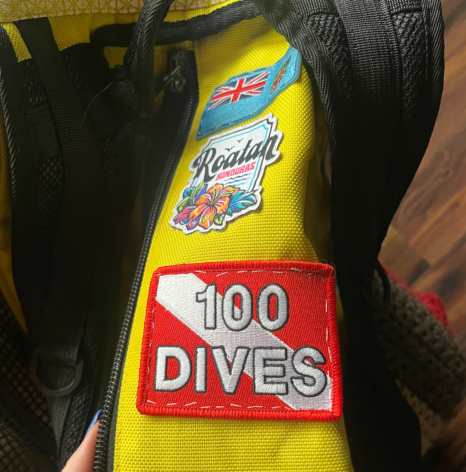 3.5" Iron-on 100 DIVES Patch Dive Flag SCUBA Diving Diver-Down Certification USA